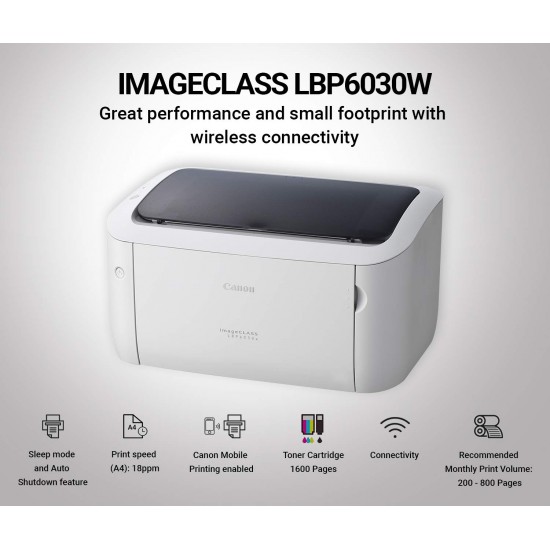 Canon image CLASS LBP6030B Single-Function Laser Monochrome Printer White