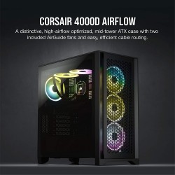 Corsair 4000D Airflow Black Mid Tower Gaming Cabinet