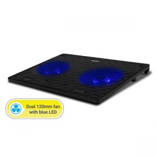 Zebronics, ZEB-NC3300 USB Powered Laptop Cooling Pad with Dual Fan, Dual USB Port, and Blue LED Lights