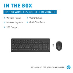 HP 330 Wireless Black Keyboard and Mouse 1600 DPI, 2.4GHz Wireless, (2V9E6AA) Combo Set  (Black)