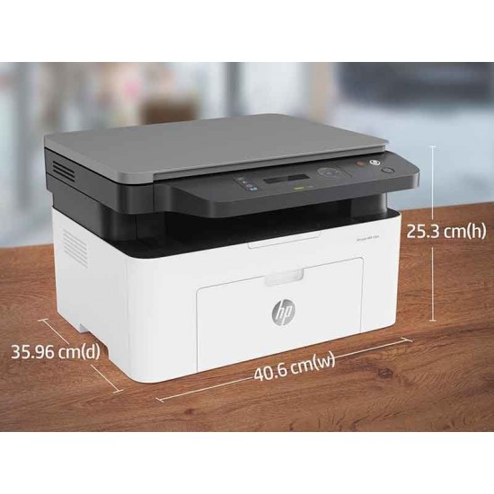 HP Laserjet 136w Laser Monochrome Print, Scan, Copy with Direct Wi-Fi, Compact Design, Fast Printing