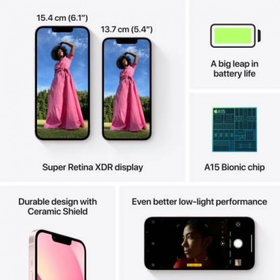 Apple iPhone 13 (256GB ROM, MLQ83HN/A, Pink)