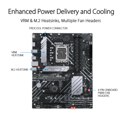 ASUS PRIME H670-PLUS D4 Intel® H670 (LGA 1700) ATX motherboard with 8 power stages, PCIe 4.0 slots, three M.2 slots, Realtek 2.5Gb Ethernet, rear USB 3.2 Gen 2 Type-C®, Aura Sync
