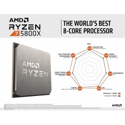 AMD 5000 Series Ryzen 7 5800X Desktop Processor 8 cores 16 Threads 36 MB Cache 3.8 GHz Up to 4.7 GHz AM4 Socket 500 Series Chipset