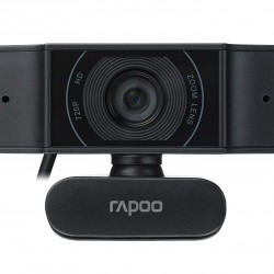 Rapoo C200 720p HD USB Black, 360° Horizontal, 100° Super Wide-Angle Webcam with Microphone for Live Broadcast Video Calling Conference