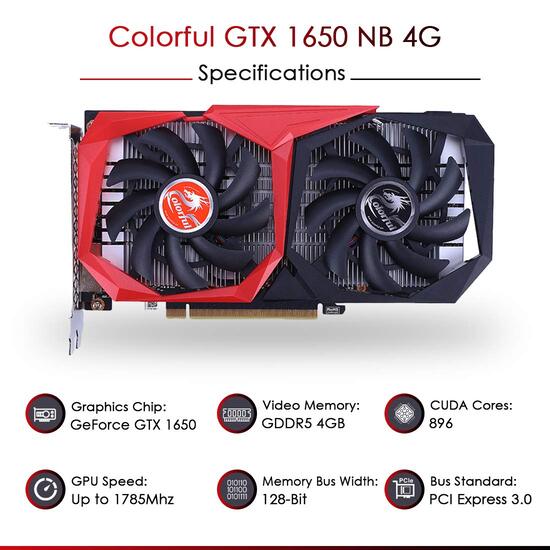 Colorful GeForce GTX 1650 4GB GDDR6 Dual Fan Graphics Card