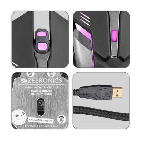 Zebronics Zeb-Transformer Gaming Keyboard And Mouse Combo (USB, Braided Cable)