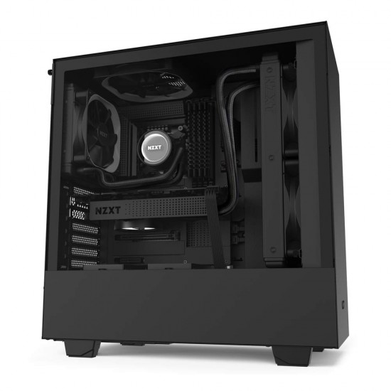 NZXT H510 Compact Mid-Tower ATX Computer Cabinet/Gaming Case | Black/Black | Front USB Type-C Port with 2x120mm Fans