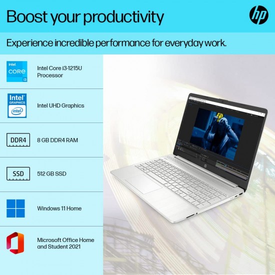 HP 15S-FQ5185TU [CI3-1215U 12TH GEN/8GB/512GB SSD/WIN11 HOME+MSO/15.6"/INTEGRATED GRAPHICS /1 YEAR(S)/SILVER]