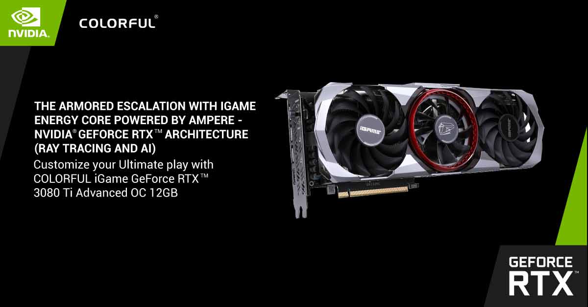 Triple Fan Cooling Systemized, Be the Game pro all the time with Nvidia Geforce colorful graphics card RTX 3080 
